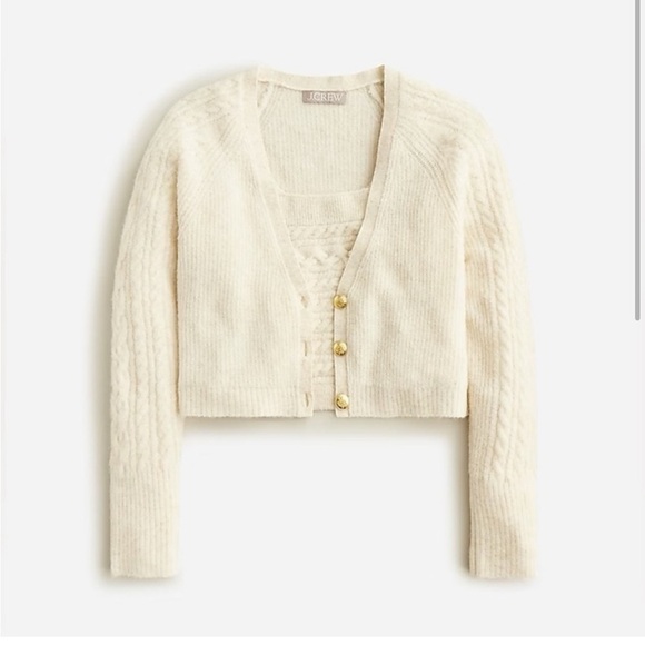 NWT J. Crew Supersoft Cropped Cableknit Sweater Tank Set - Picture 1 of 8